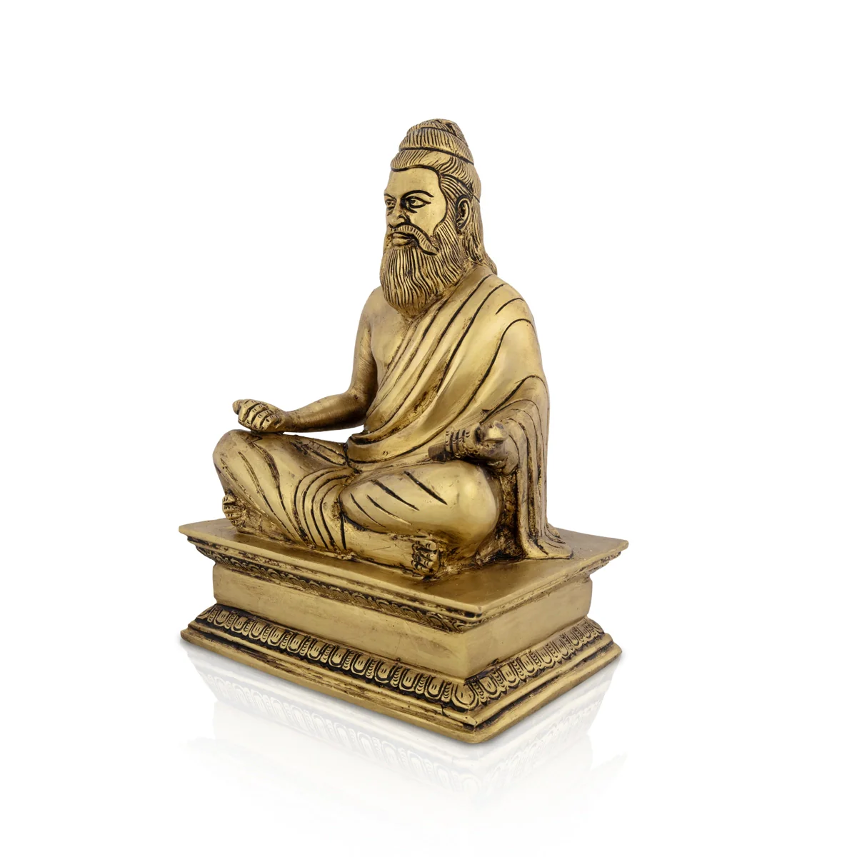 Thiruvalluvar Statue Sitting On Base - 8.5 x 6 Inches | Thiruvalluvar Silai/ Antique Brass Idol for Home - Image 3