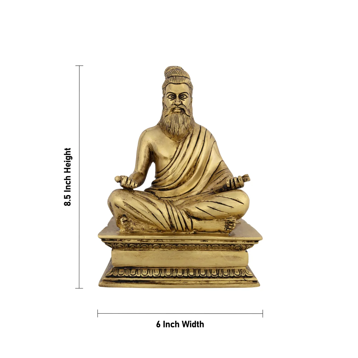 Thiruvalluvar Statue Sitting On Base - 8.5 x 6 Inches | Thiruvalluvar Silai/ Antique Brass Idol for Home - Image 5