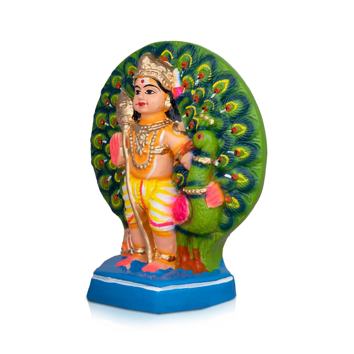 Thogai Murugan Clay Golu Bommai - 11 x 8 Inches | Giri Golu Doll/ Navaratri Golu Bomma/Gombe/Bommai - Image 2