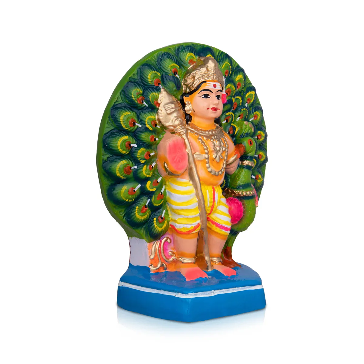 Thogai Murugan Clay Golu Bommai - 11 x 8 Inches | Giri Golu Doll/ Navaratri Golu Bomma/Gombe/Bommai - Image 3