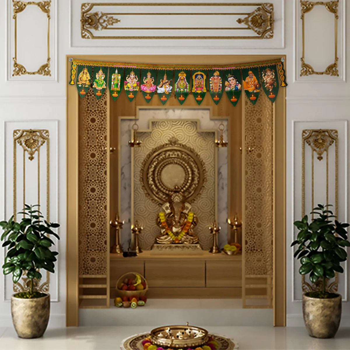 Thoranam - 6.5 x 34 Inches | Plastic Bandhanwar/ Green Leaf Toran for Door Decor