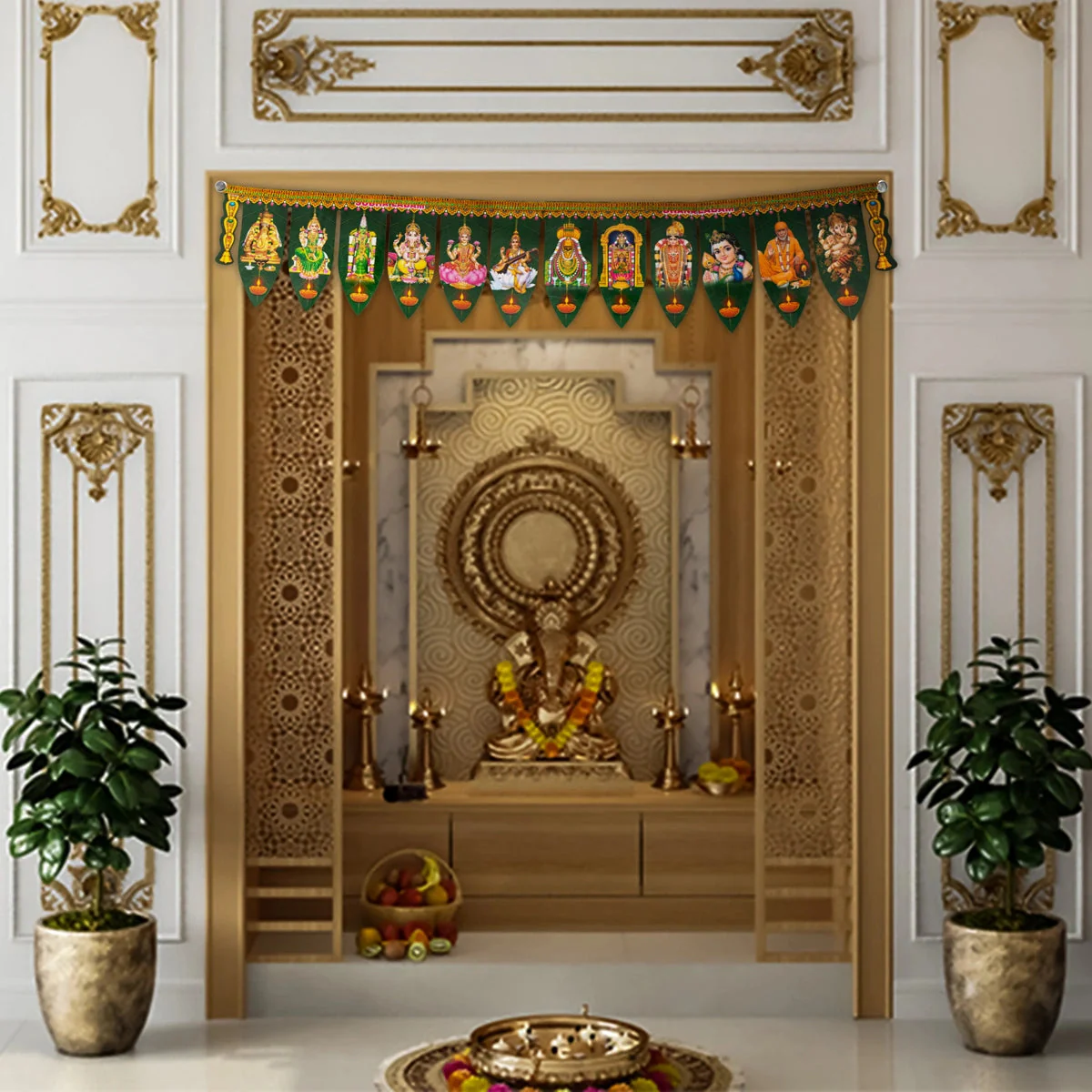 Thoranam - 6.5 x 34 Inches | Plastic Bandhanwar/ Green Leaf Toran for Door Decor - Image 2