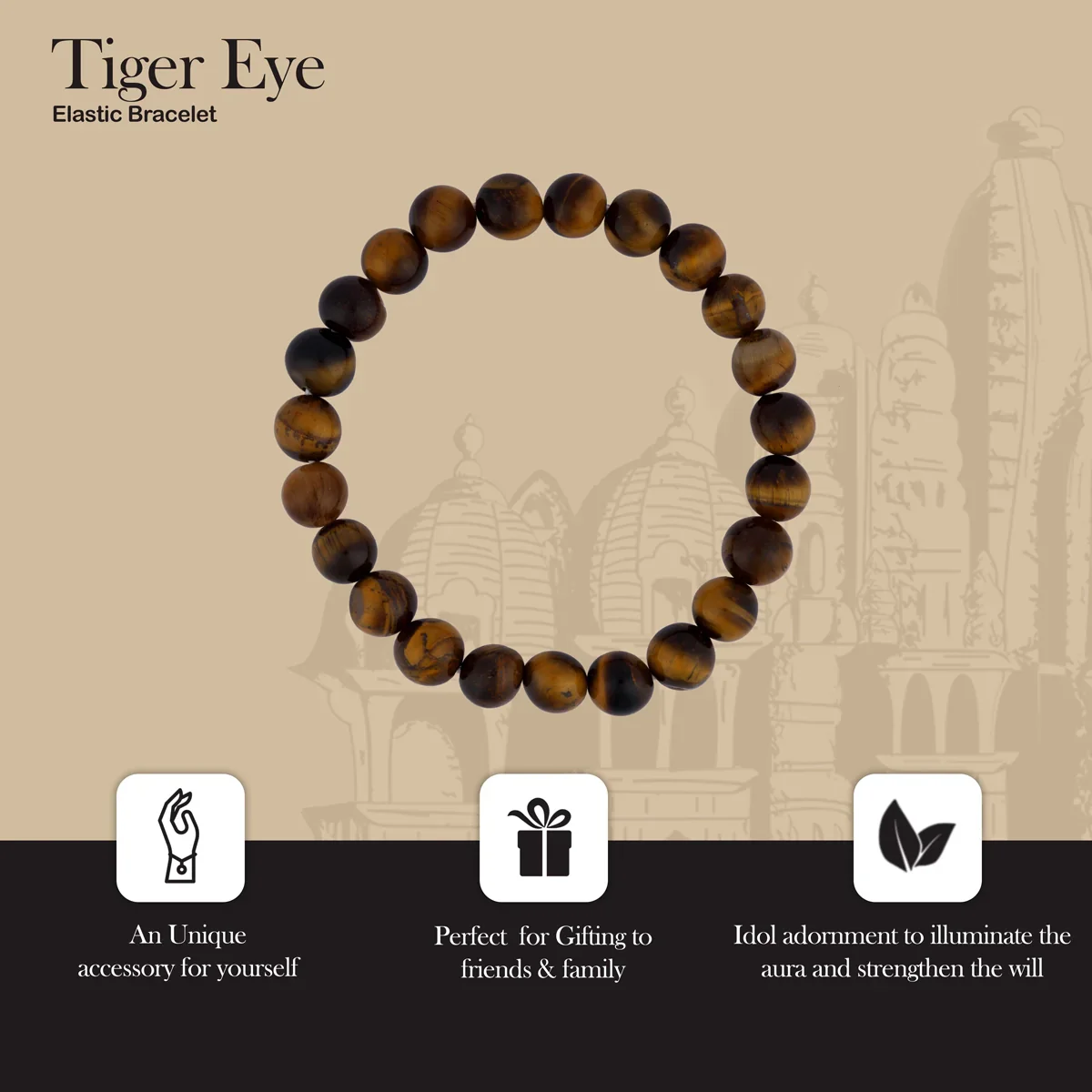 Tiger Eye Bracelet - 2.5 Inches | Elastic Gemstone Bracelet/ Crystal Jewellery for Men & Women - Image 4