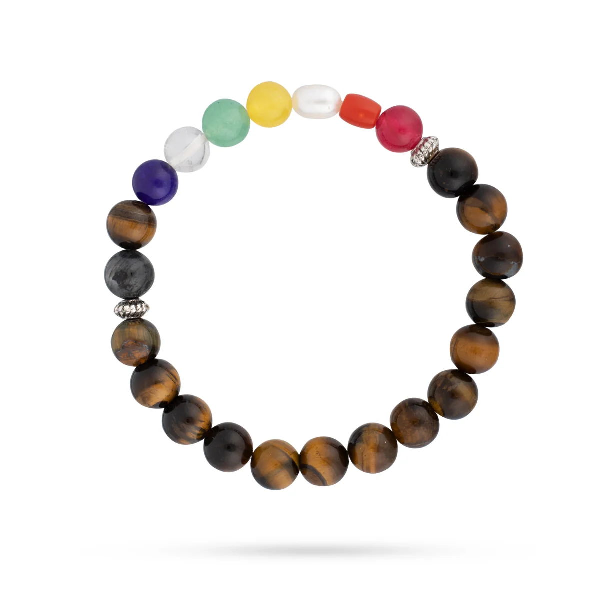 Tiger Eye Navratan Bracelet - 2.5 Inches | Gemstone Bracelet for Men & Women - Image 2