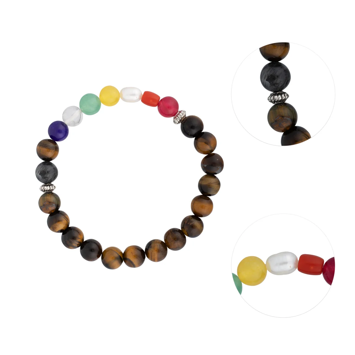 Tiger Eye Navratan Bracelet - 2.5 Inches | Gemstone Bracelet for Men & Women - Image 3
