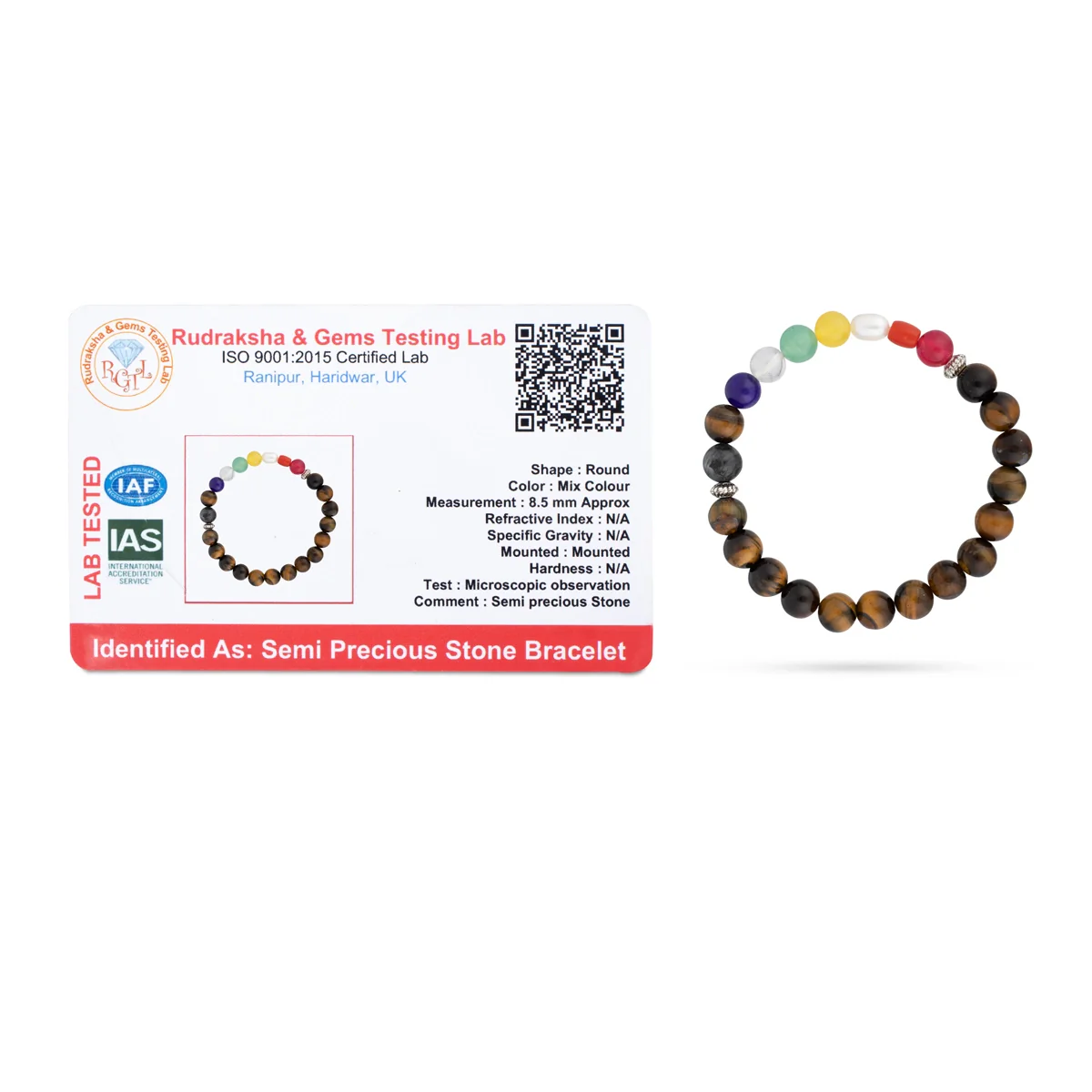 Tiger Eye Navratan Bracelet - 2.5 Inches | Gemstone Bracelet for Men & Women - Image 4