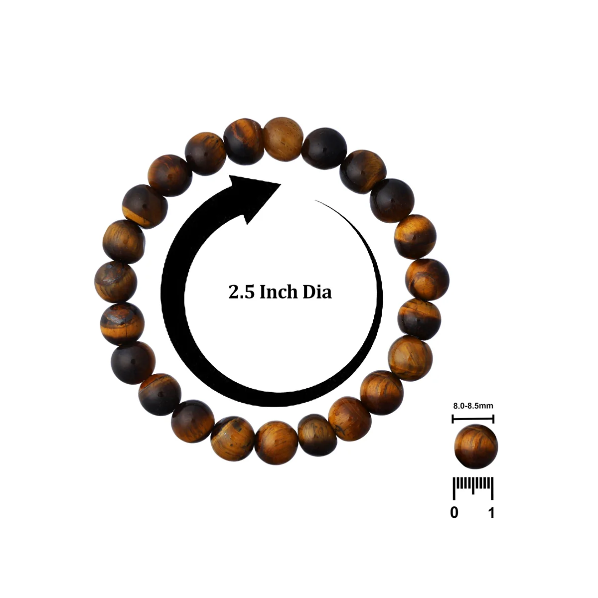 Tiger Eye Bracelet - 2.5 Inches | Gemstone Bracelet/ Crystal Jewellery for Men & Women - Image 5