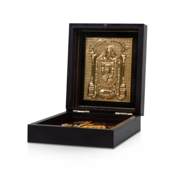 Tirupati Balaji Design Pooja Box - 1.5 X 4 X 4.5 Inches | Charan Paduka Box/ Venkateswara Swamy Puja Box For Pooja - Image 3