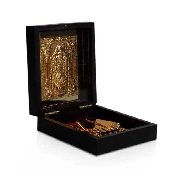 Tirupati Balaji Design Pooja Box - 1.5 X 4 X 4.5 Inches | Charan Paduka Box/ Venkateswara Swamy Puja Box For Pooja - Image 4