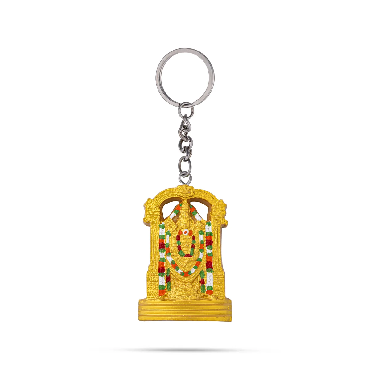 Tirupati Balaji Murti Design Key Chain- 2.25 x 1.25 Inch | Gold Polish Key Ring/ Key Holder For Gifting & Bike - Image 2
