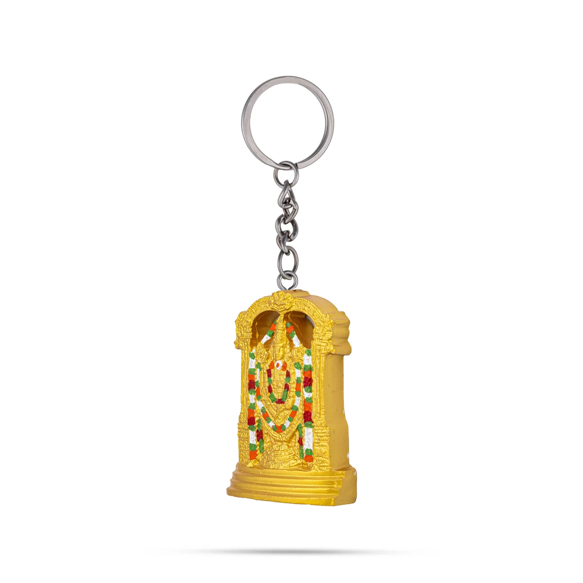 Tirupati Balaji Murti Design Key Chain- 2.25 x 1.25 Inch | Gold Polish Key Ring/ Key Holder For Gifting & Bike - Image 3