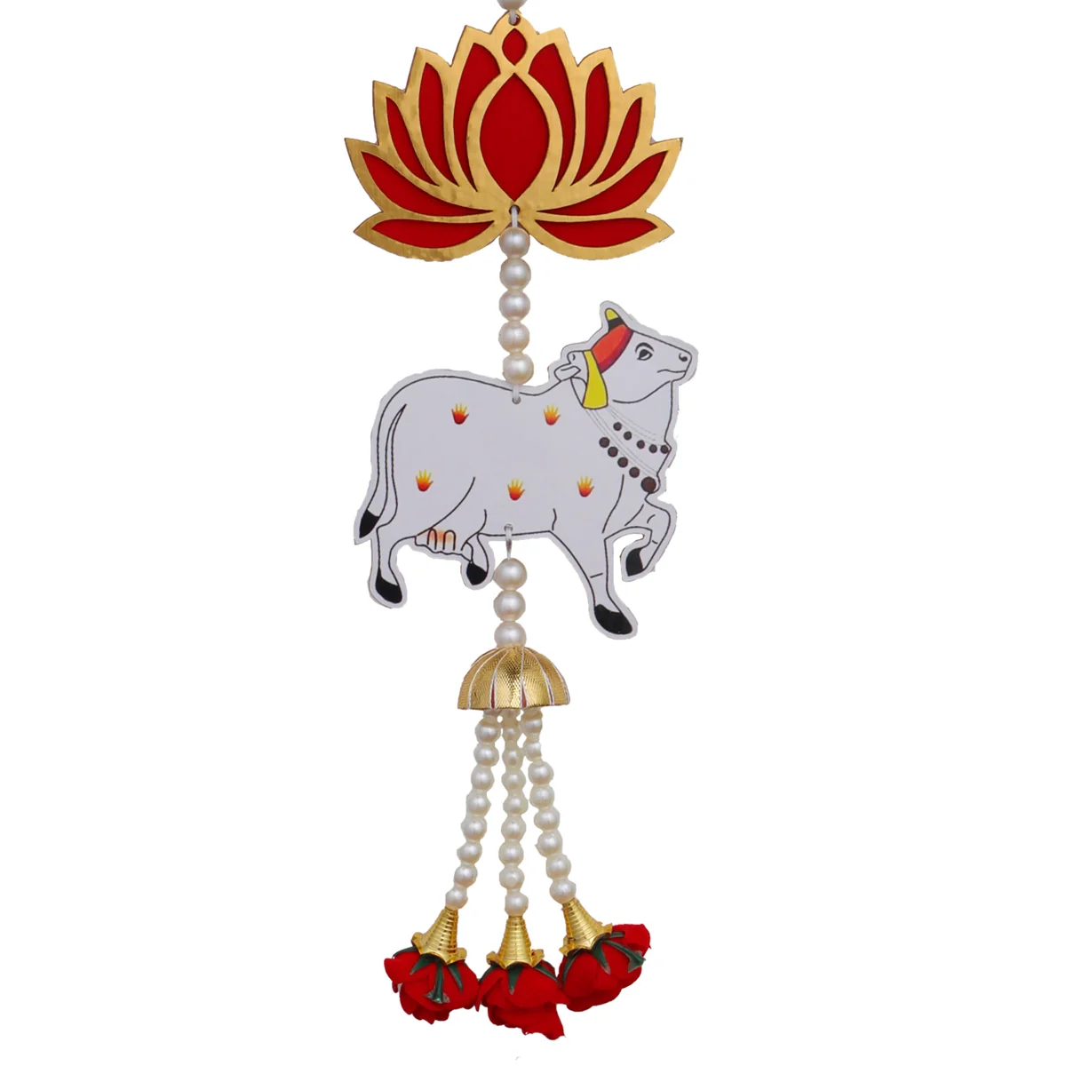 Toran Set - 12 Inches | 2 Pcs/ Door Hanging/ Lotus Design Wall Hanging/ Side Thoranam Set for Home - Image 2