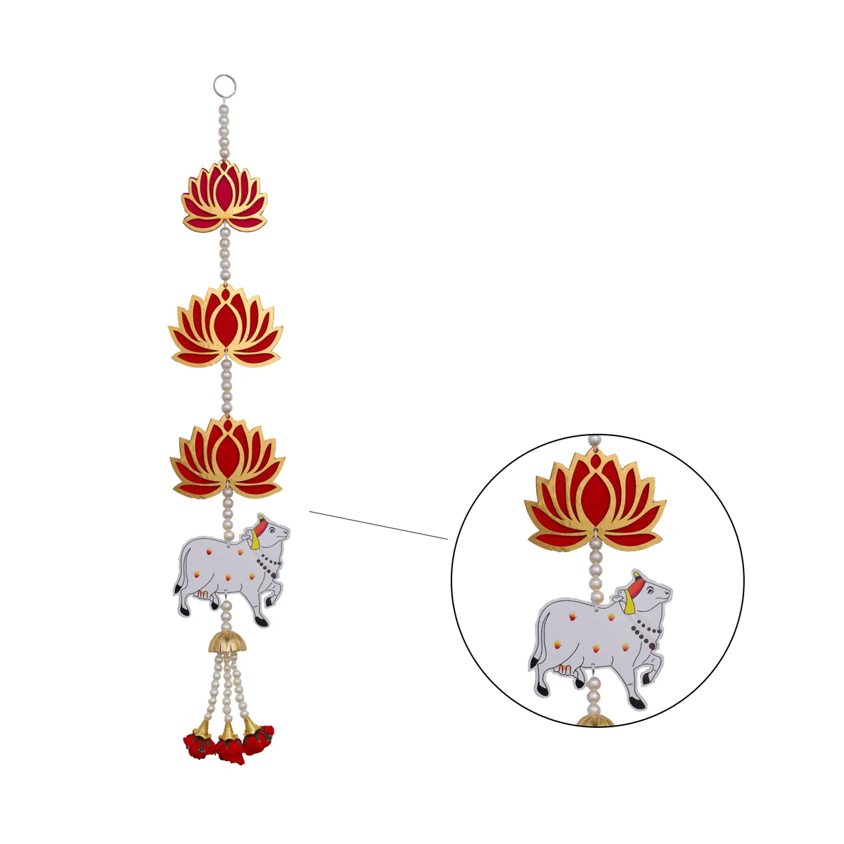 Toran Set - 12 Inches | 2 Pcs/ Door Hanging/ Lotus Design Wall Hanging/ Side Thoranam Set for Home - Image 3