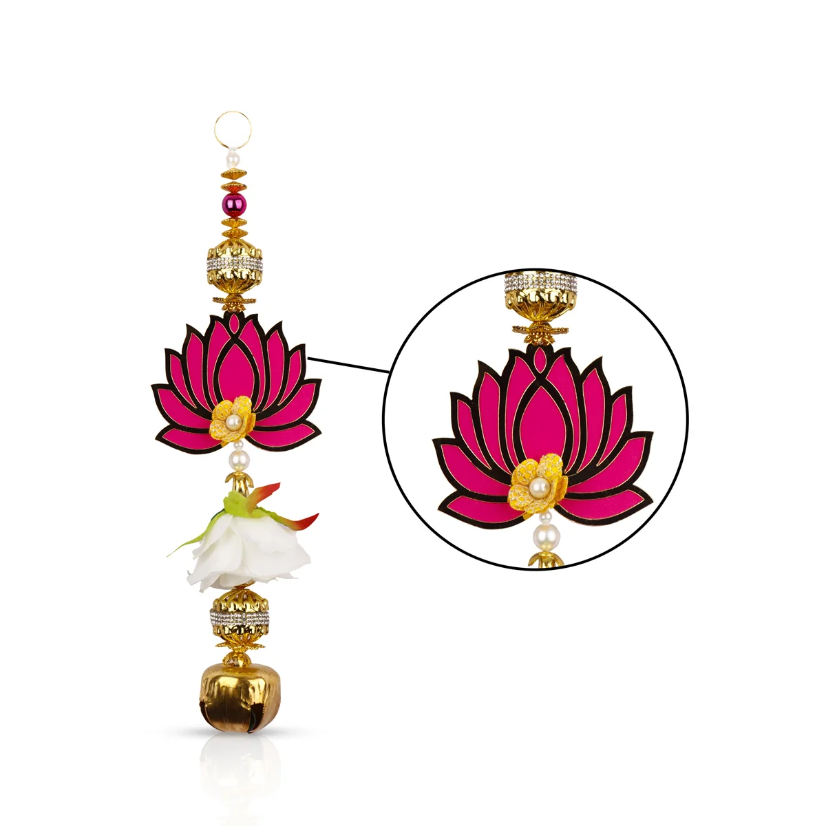 Toran Set - 12 Inches | 2 Pcs/ Door Hanging/ Lotus Design Wall Hanging/ Side Thoranam Set for Home - Image 2