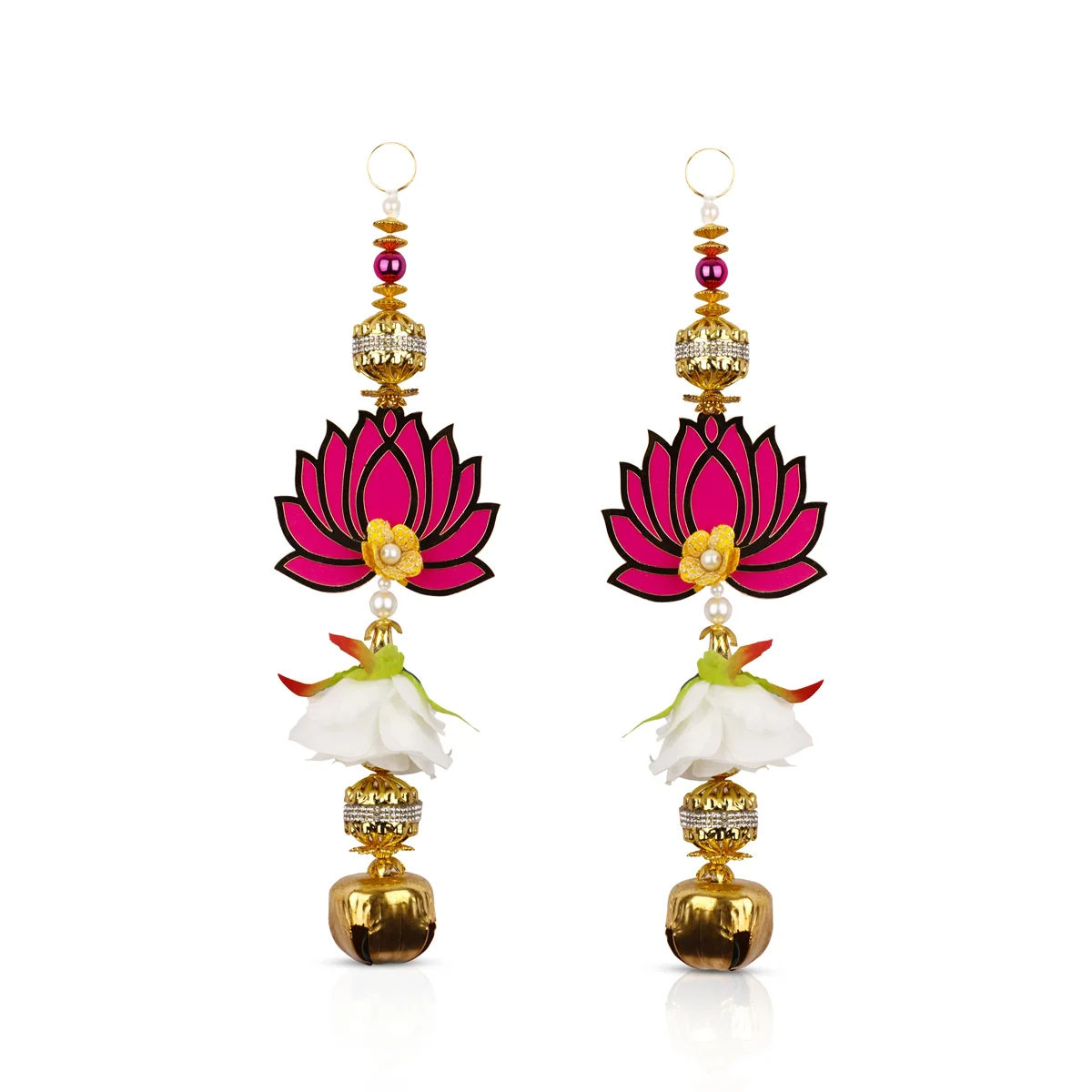 Toran Set - 12 Inches | 2 Pcs/ Door Hanging/ Lotus Design Wall Hanging/ Side Thoranam Set for Home - Image 4