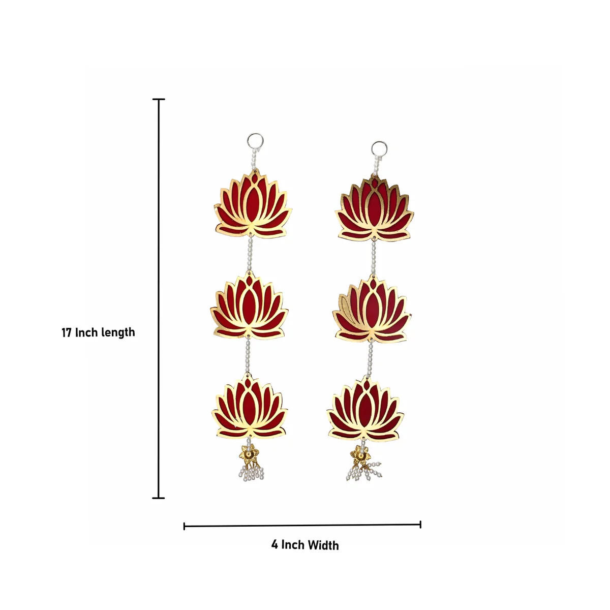 Toran Set - 17 Inches | 2 Pcs/ Door Hanging/ Lotus Design Wall Hanging/ Side Thoranam Set for Home - Image 3