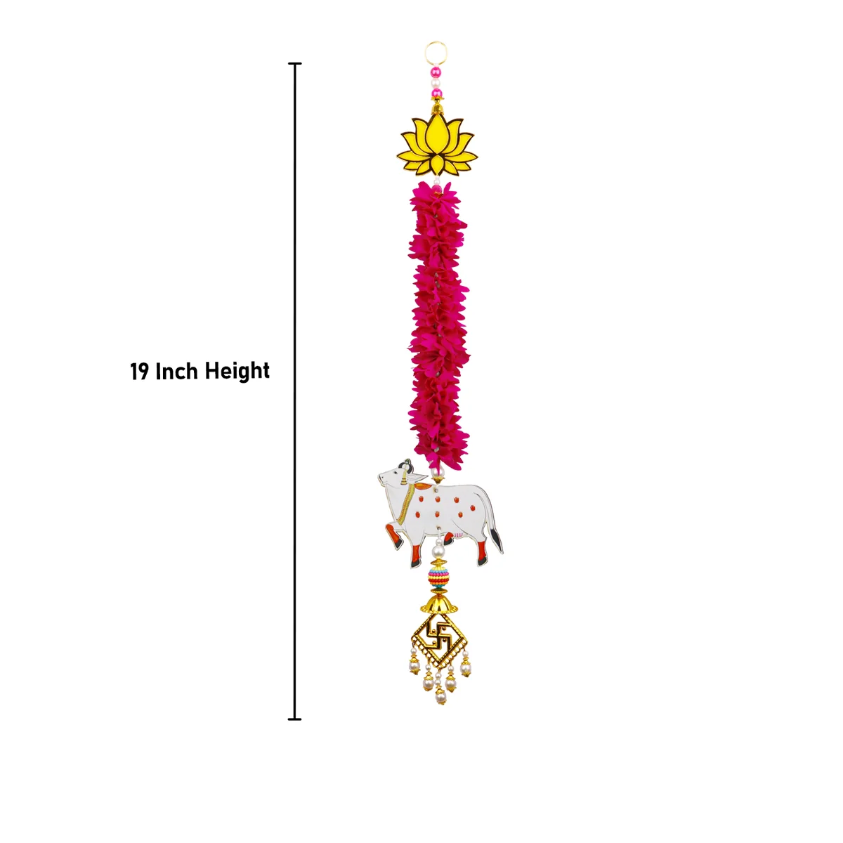 Toran Set - 19 Inches | 2 Pcs/ Door Hanging/ Lotus with Cow Design Wall Hanging/ Side Thoranam Set for Home - Image 3