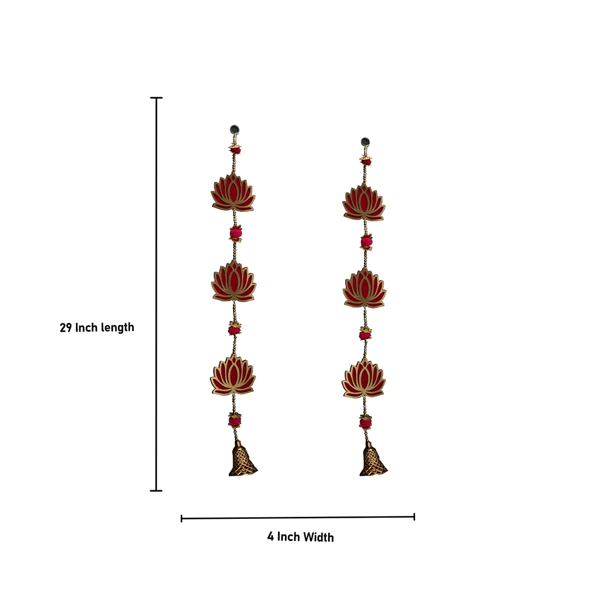 Toran - 29 Inches | 2 Pcs/ Door Hanging/ Lotus Design Wall Hanging/ Side Thoranam Set for Home - Image 2