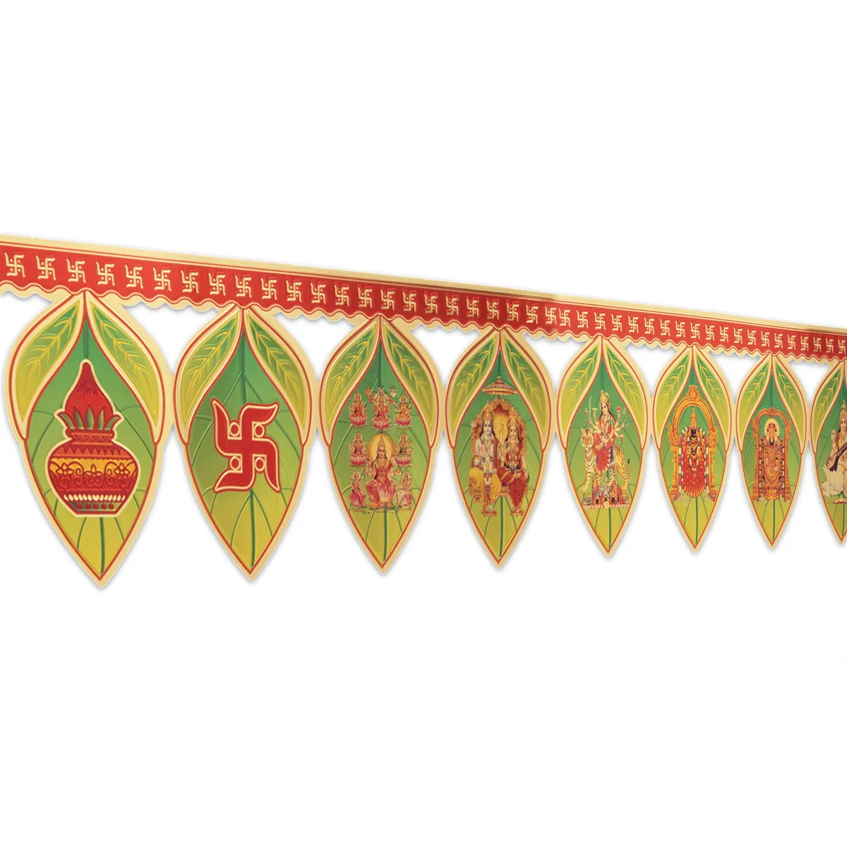 Toran - 32 Inches | Artificial Green Mango Thoran/ Golden Colour Bandanwar for Door Decor - Image 2