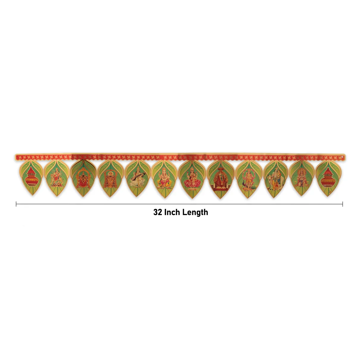 Toran - 32 Inches | Golden Colour Bandanwar/ Artificial Green Mango Thoran for Door Decor - Image 3