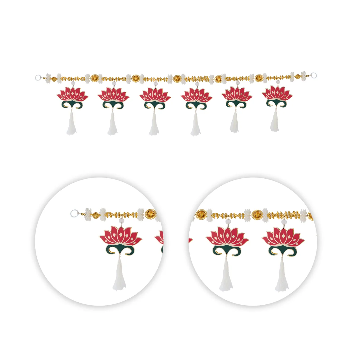 Toran - 39 Inches | Decorative Lotus Thoranam/ Hanging Bandanwar For Home Entrance & Pooja Decor - Image 2
