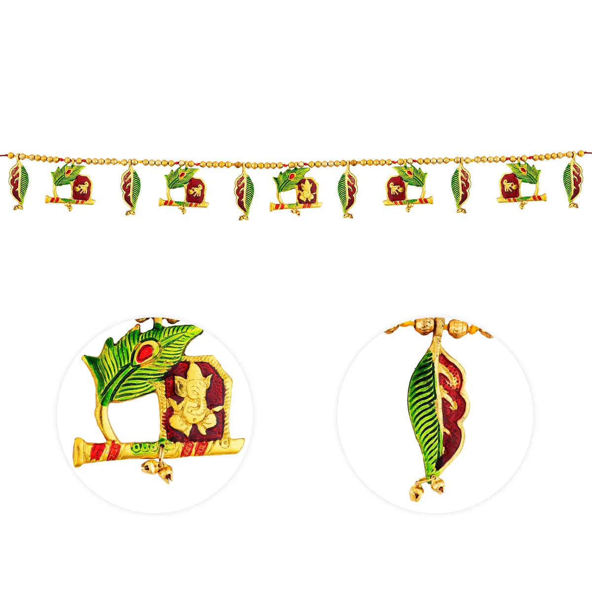 Toran - 4 x 38 Inches | Aluminium Thoran/ Gold Polish Bandanwar/ Meenakari Design Door Hanging Toran for Home - Image 3