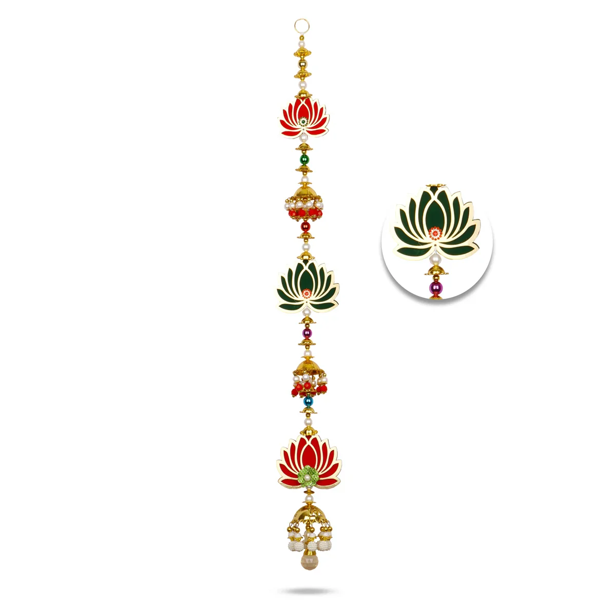 Toran Set - 27 Inches | 2 Pcs/ Lotus Design Side Thoranam/ Door Hanger for Home Decor - Image 2