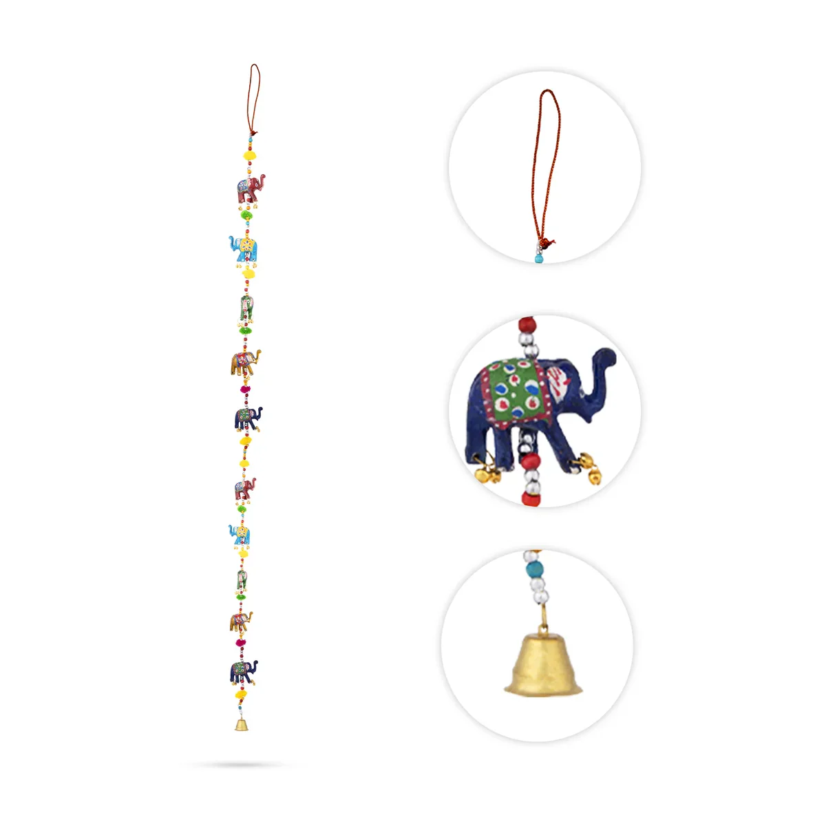 Toran Set - 30 Inches | Door Hanging/ Elephant Design with Bell/ Side Thoranam for Home - Image 2