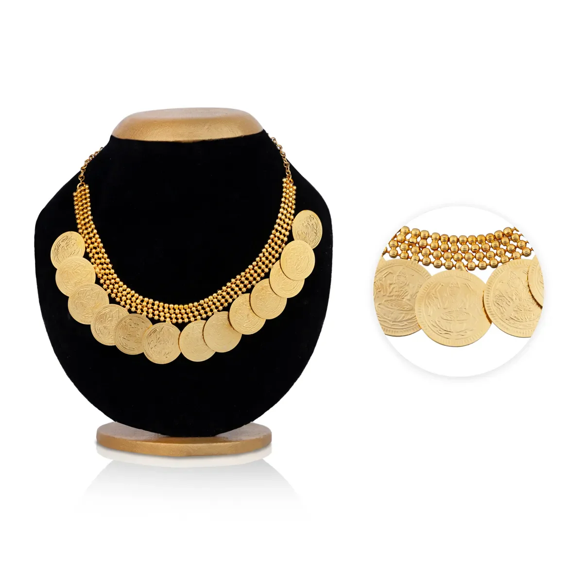 Traditional Kasumala - 13 Coins | Coin Necklace With Gold Polish/ Ethnic Jewellery For Women - Image 2