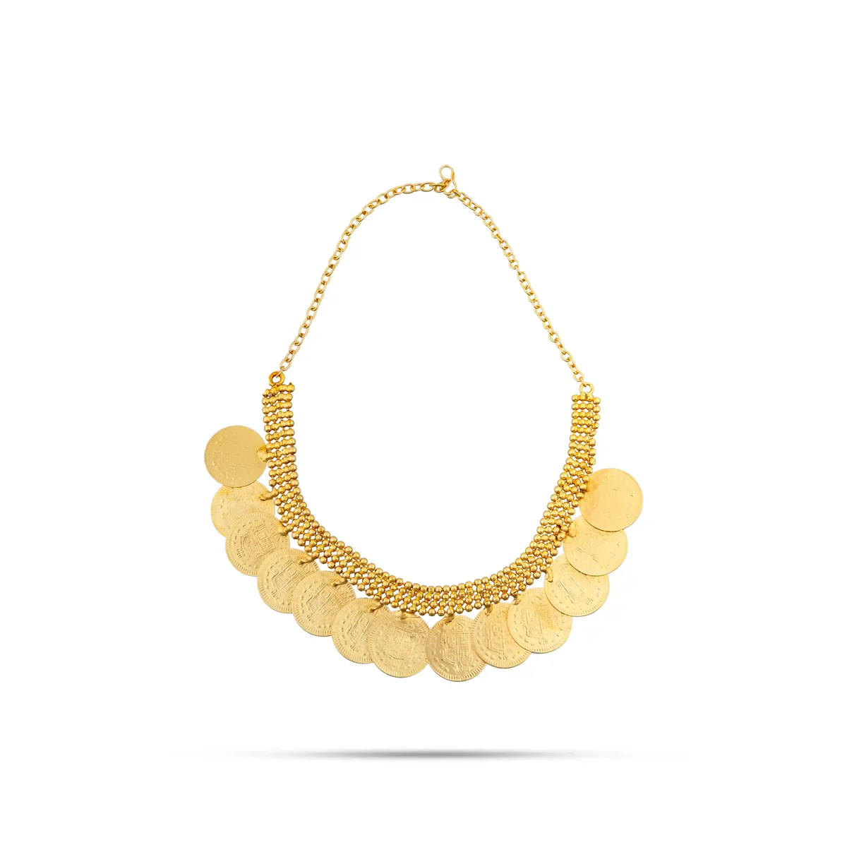 Traditional Kasumala - 13 Coins | Coin Necklace With Gold Polish/ Ethnic Jewellery For Women - Image 3