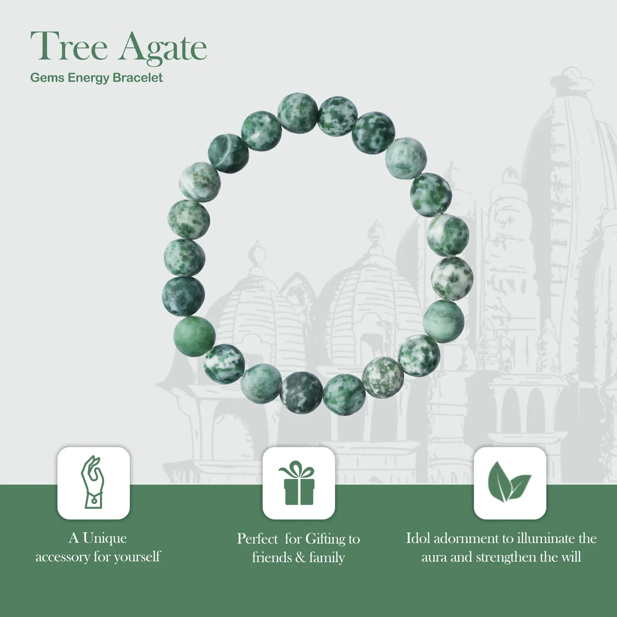 Tree Agate Bracelet - 2.5 Inches | Tree Agate Crystal Jewellery/ Stone Bracelet For Inner Stability