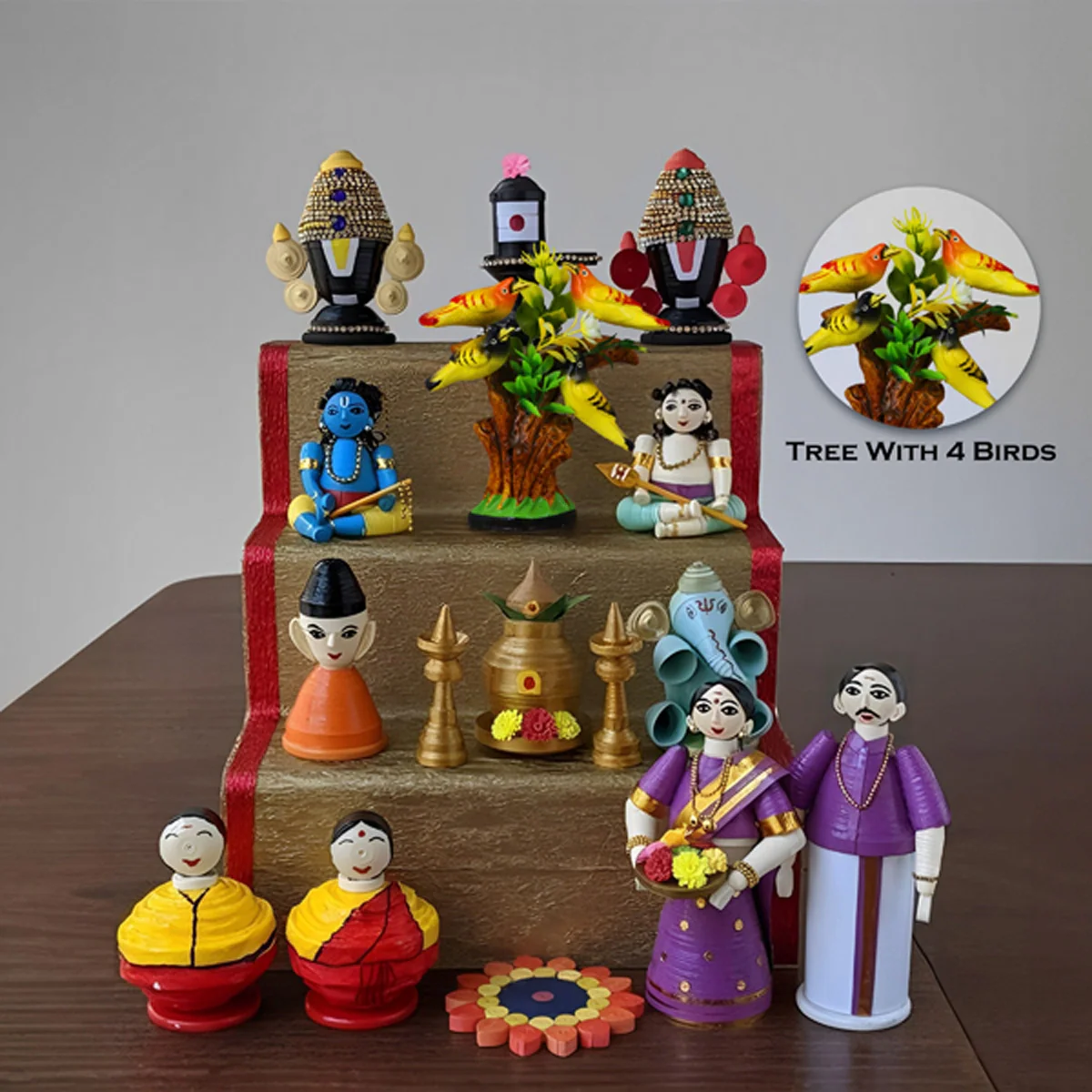 Tree With 4 Birds Clay Golu Bommai - 6 x 6 Inches | Giri Golu Doll/ Navaratri Golu Bomma/Gombe/BommaiTree With 4 Birds Clay Golu Bommai - 6 x 6 Inches | Giri Golu Doll/ Navaratri Golu Bomma/Gombe/Bommai