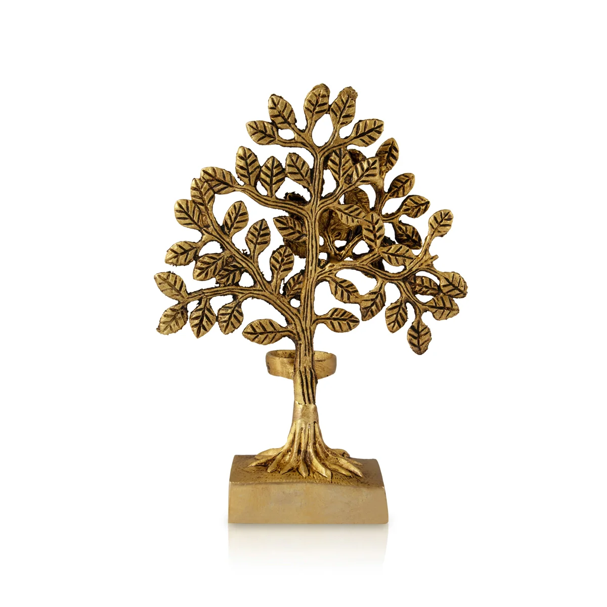 Tree With Tealight Candle Holder - 8 x 6 Inches | Antique Brass T Light Holder/ Tea Light Holder for Home - Image 2