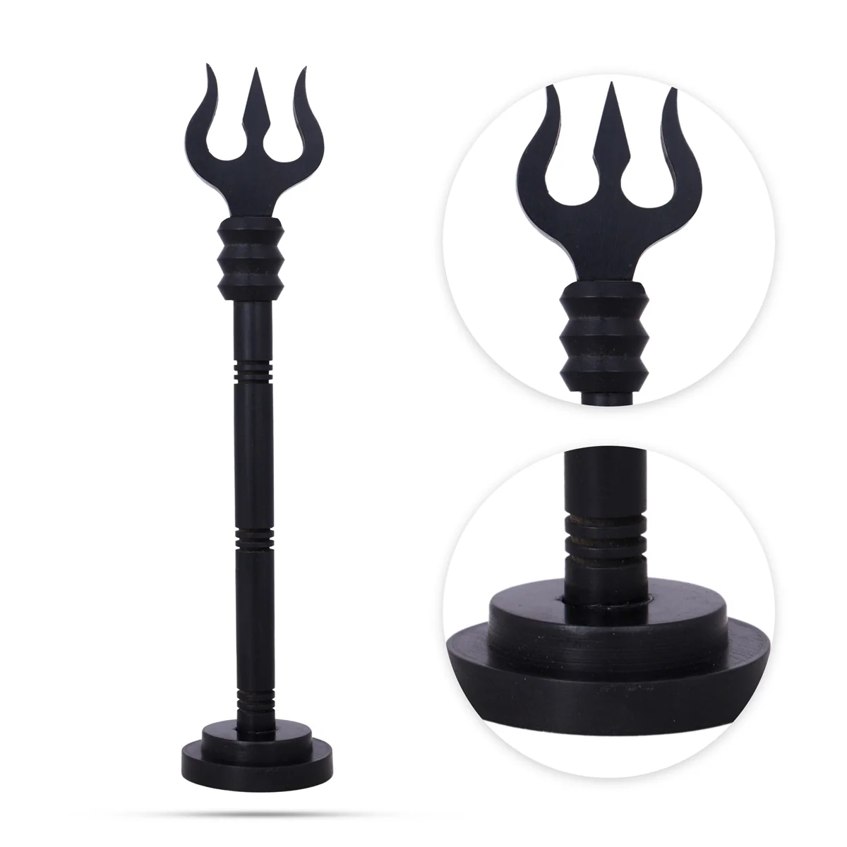 Trishul With Base - 10 x 1.5 Inches | Karungali Astras/ Shiva Trishul/ Durga Trishul/ Ebony Soolam for Pooja - Image 2