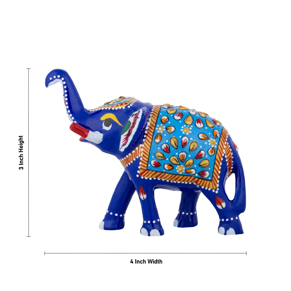 Trunk Up Elephant Statue - 3 x 4 Inches | Metal Elephant Idol/ Painted Elephant Sculpture for Home - Image 3
