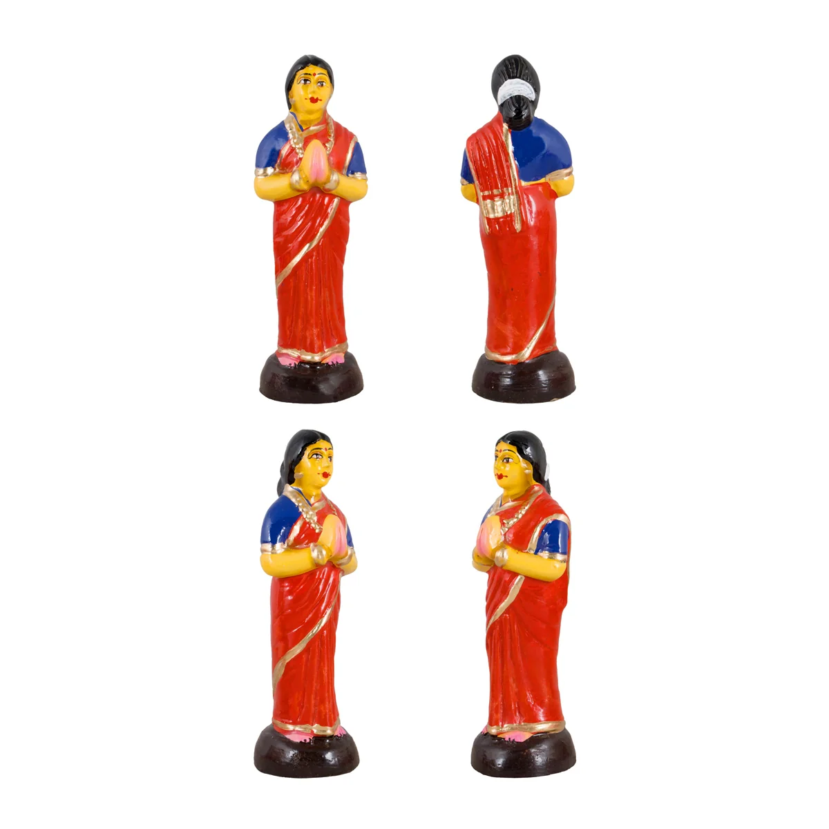Tulasi Maadam Paper Mache Golu Bommai Set - 6 x 2.5 Inches | Giri Golu Doll/ Navaratri Golu Bomma/Gombe/Bommai - Image 4