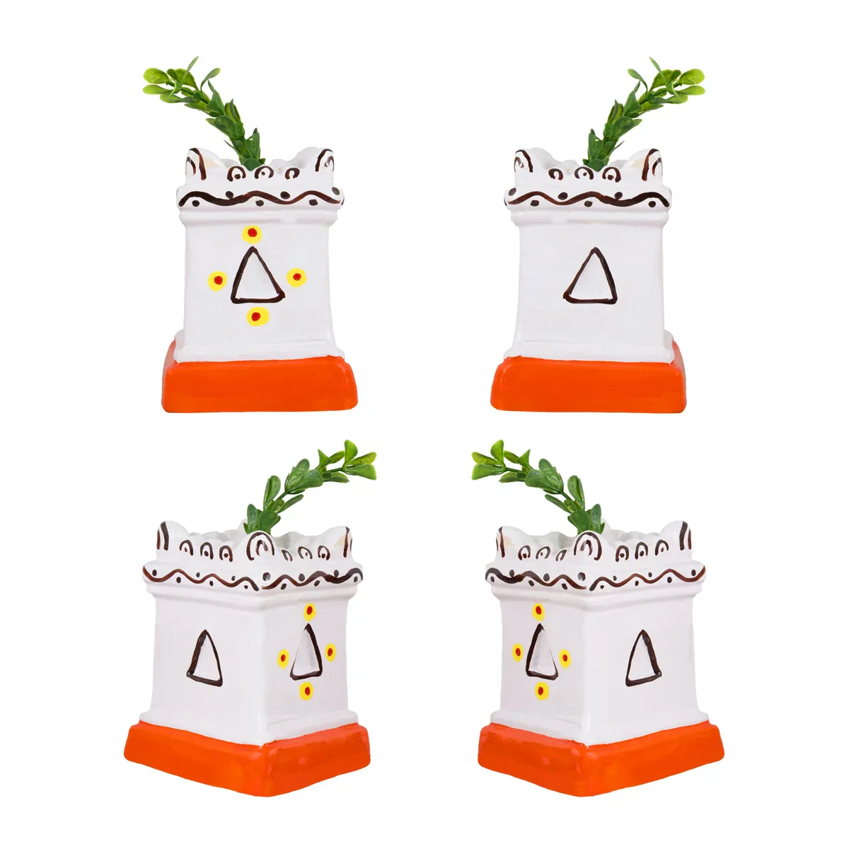 Tulasi Maadam With Women Clay Golu Bommai Set - 6 x 2.5 Inches | Giri Golu Doll/ Navaratri Golu Bomma/Gombe - Image 2