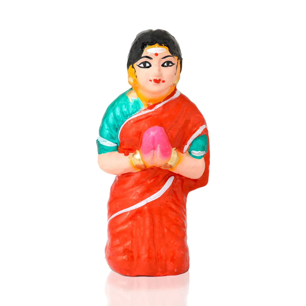 Tulasi Maadam with Women Clay Golu Bommai Set - 8 x 3 Inches | Giri Golu Doll/ Navaratri Golu Bomma/Gombe - Image 5