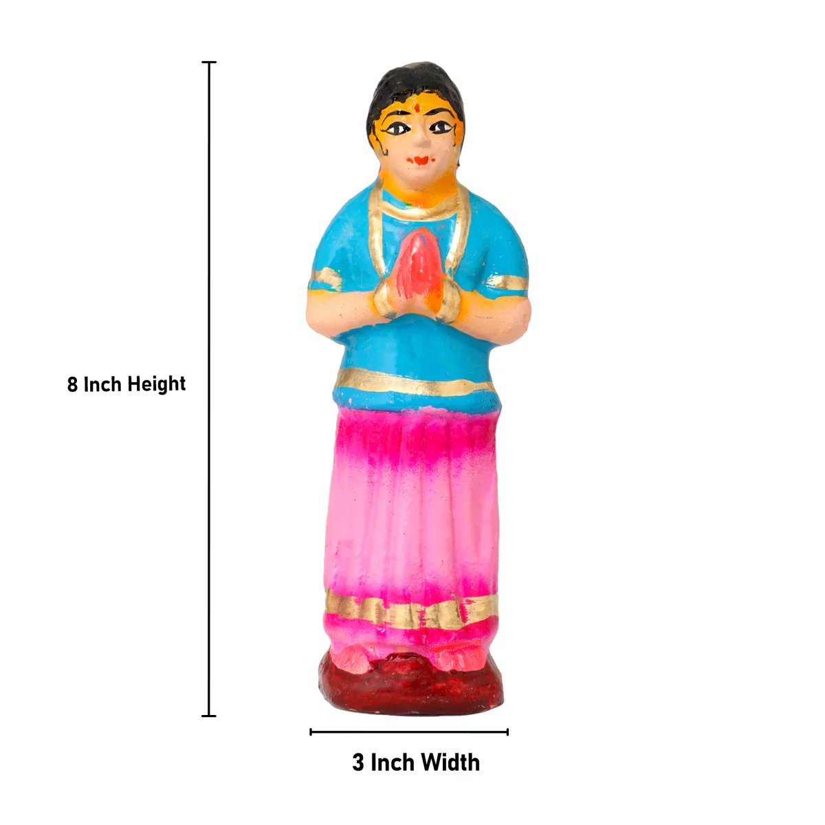 Tulasi Maadam with Women Clay Golu Bommai Set - 8 x 3 Inches | Giri Golu Doll/ Navaratri Golu Bomma/Gombe - Image 9