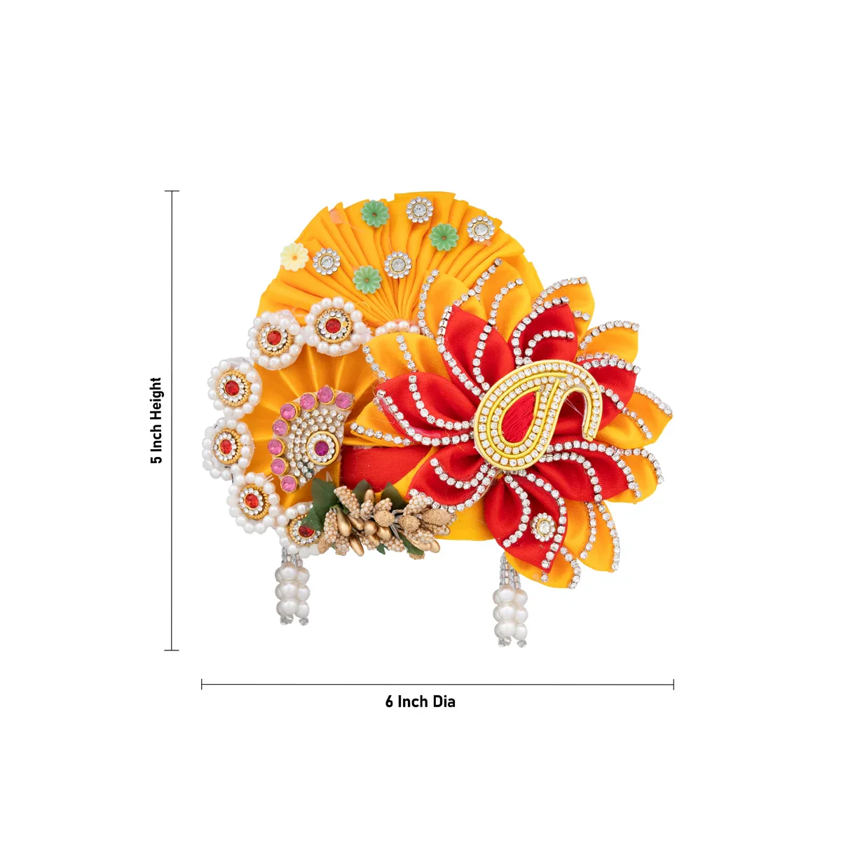 Turban - 5 x 4 Inches | Mukut/ Kiridam/ Kireedam for Deity - Image 5