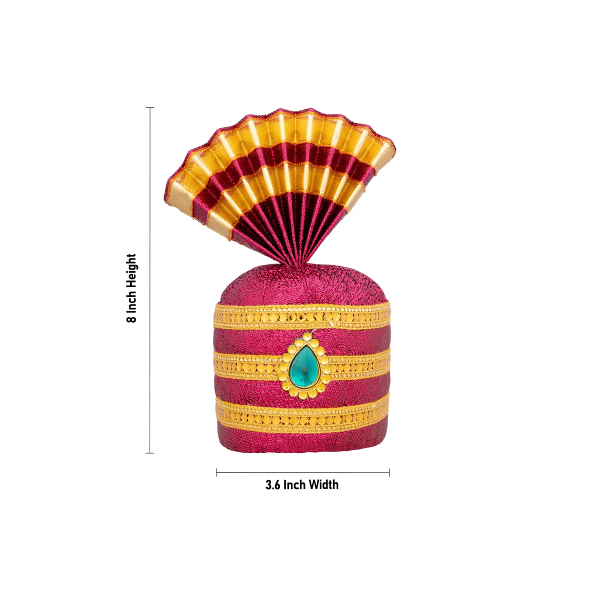 Turban - 8 X 3.6 Inches | Kiridam/ Decorative Kireedam/ Crown for Deity/ Assorted Colour - Image 5