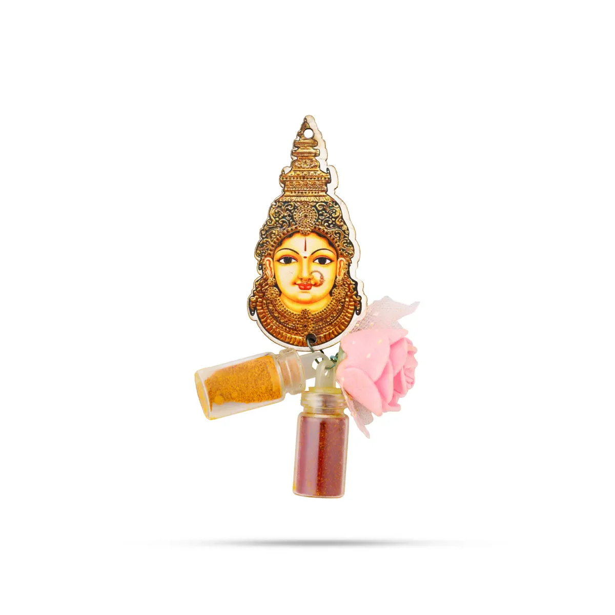 Turmeric Powder & Kumkum With Deity Design Wall Hanging Set- 2 X 1.5 Inches | Haldi Powder & Sindoor Wall Hanger - Image 4