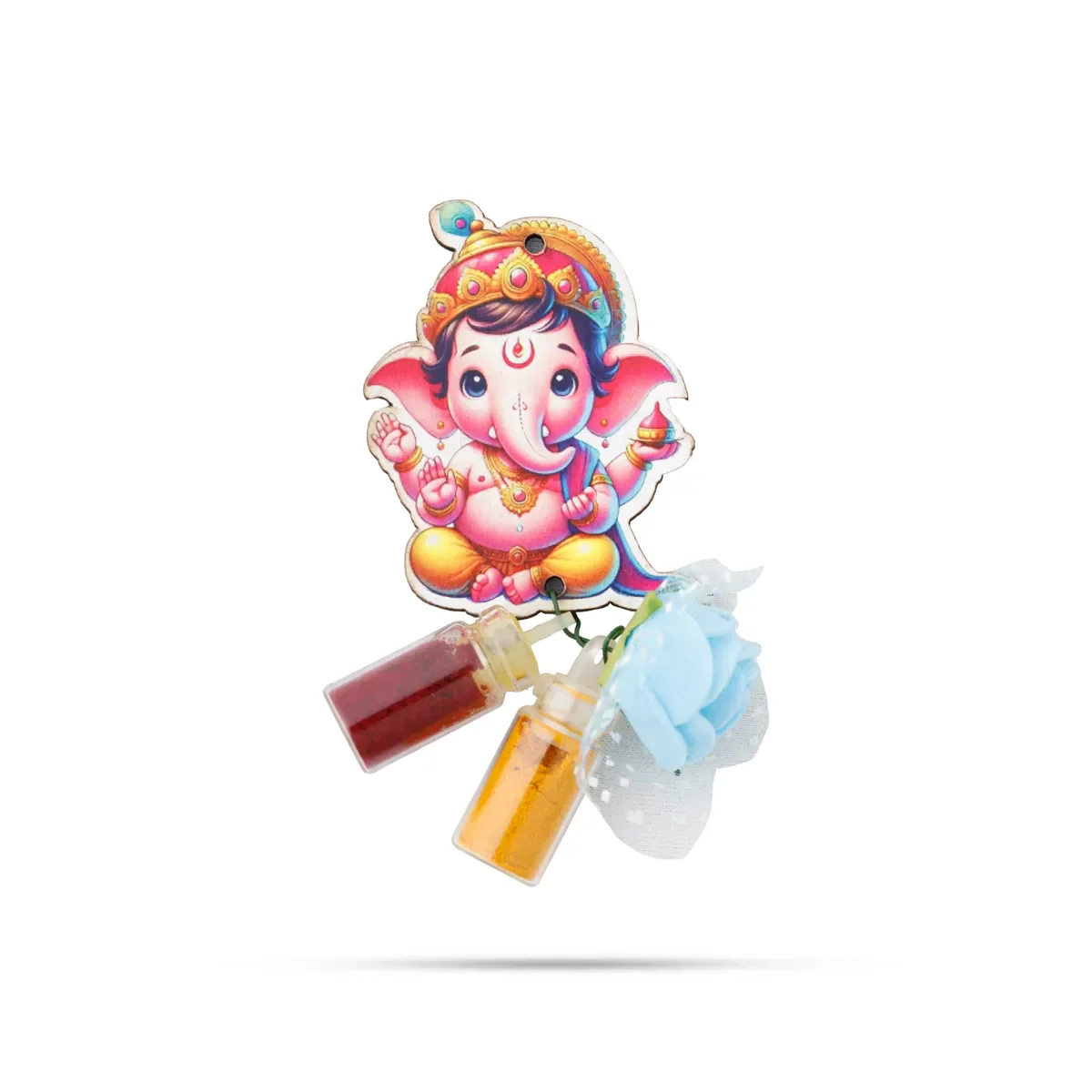 Turmeric Powder & Kumkum With Deity Design Wall Hanging Set- 2 X 1.5 Inches | Haldi Powder & Sindoor Wall Hanger - Image 6