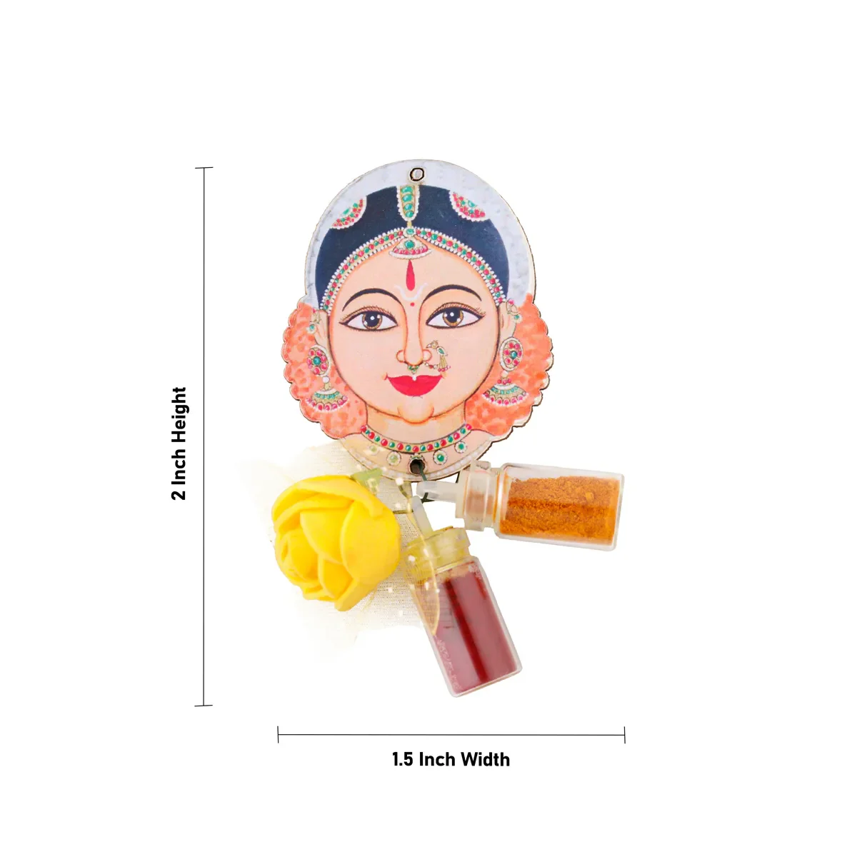 Turmeric Powder & Kumkum With Deity Design Wall Hanging Set- 2 X 1.5 Inches | Haldi Powder & Sindoor Wall Hanger - Image 7
