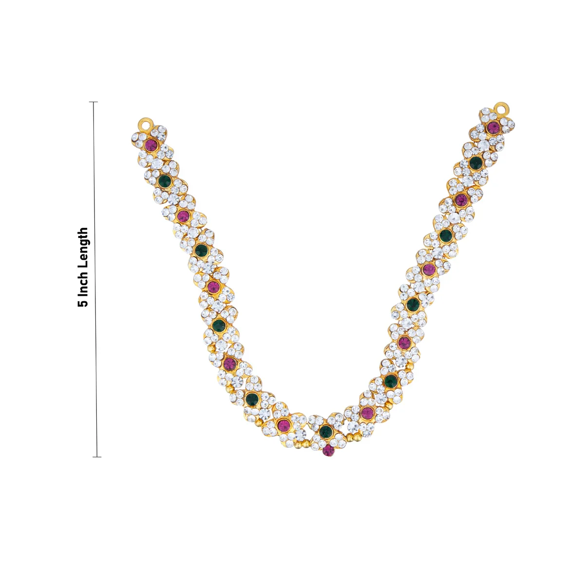 Two Step Stone Haram - 5 Inches | Multicolour Stone Jewellery/ Stone Necklace for Deity - Image 4