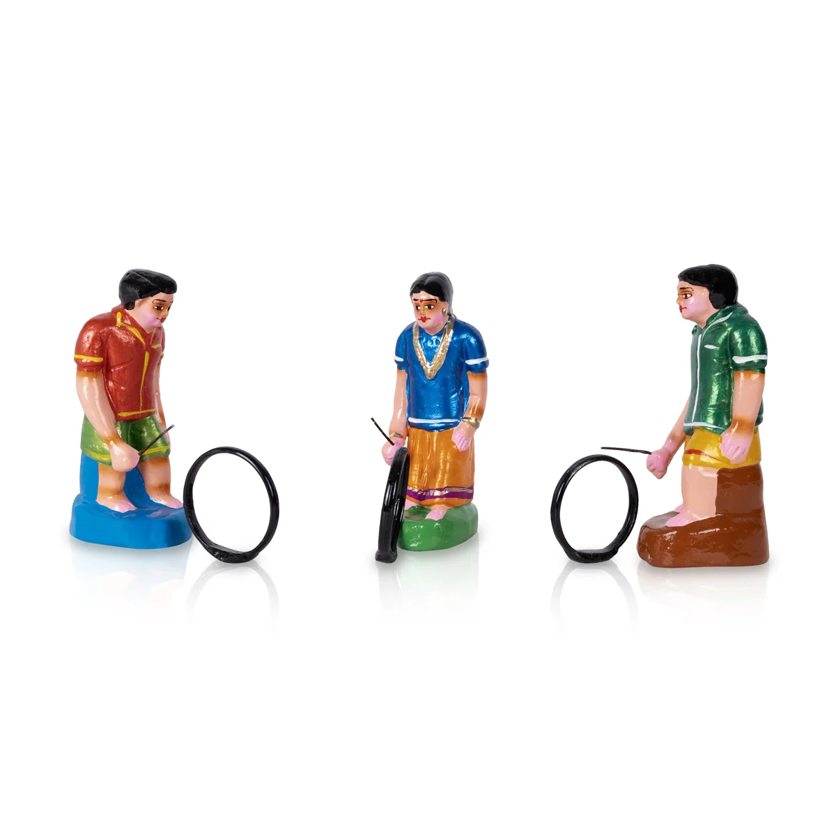 Tyre Game Clay Golu Bommai Set - 7 X 2.5 Inches | Navaratri Golu Gombe/ Giri Golu Doll/ Navratri Decoration