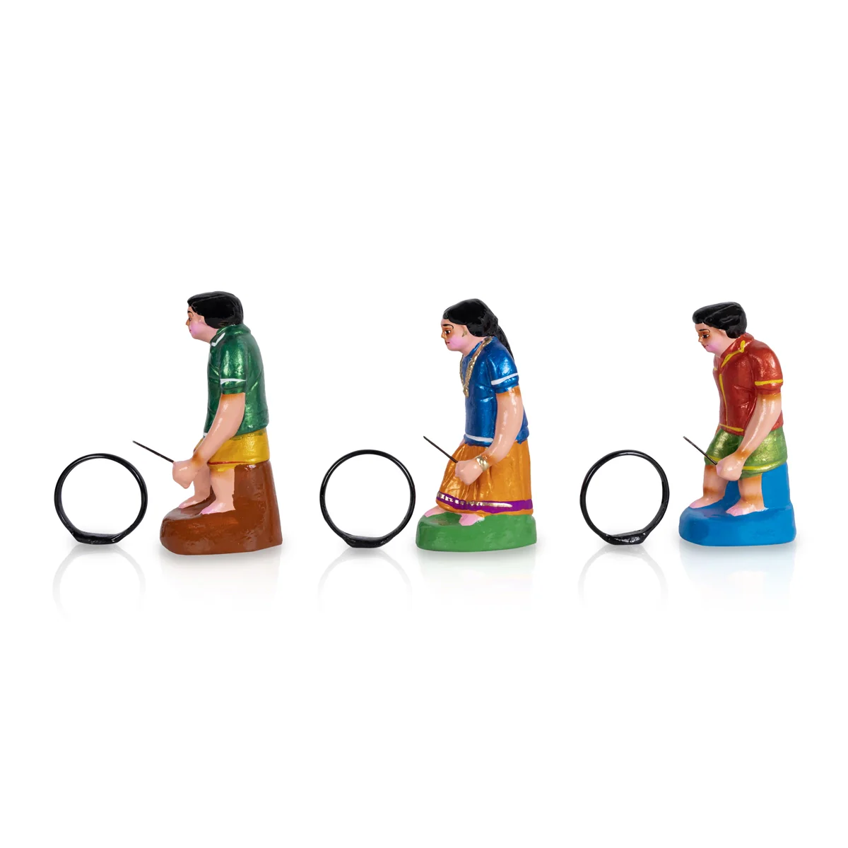 Tyre Game Clay Golu Bommai Set - 7 X 2.5 Inches | Navaratri Golu Gombe/ Giri Golu Doll/ Navratri Decoration - Image 2