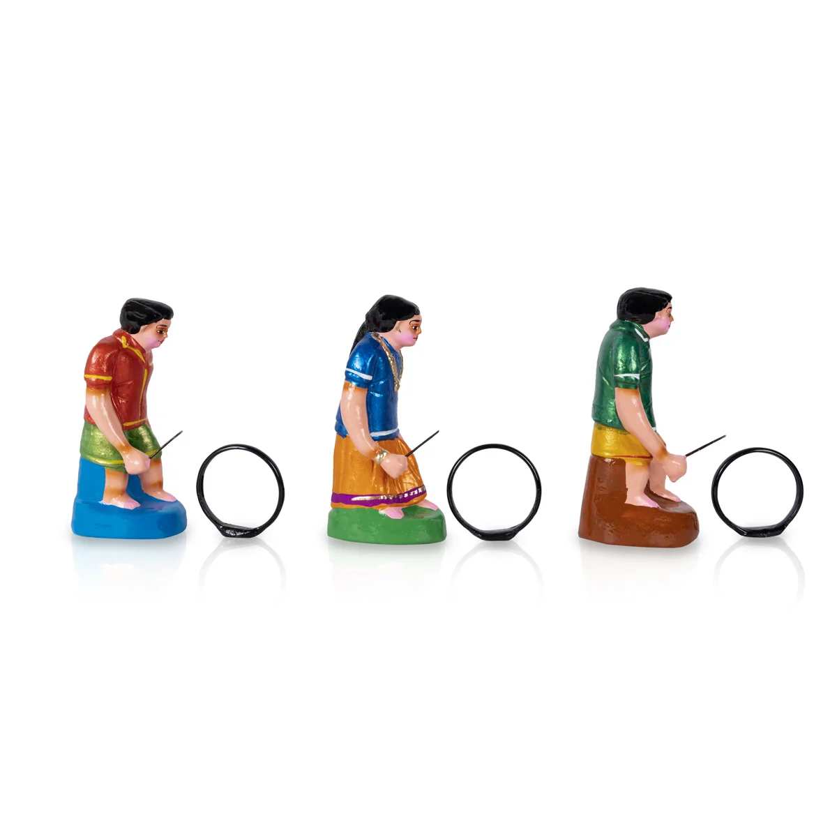 Tyre Game Clay Golu Bommai Set - 7 X 2.5 Inches | Navaratri Golu Gombe/ Giri Golu Doll/ Navratri Decoration - Image 3