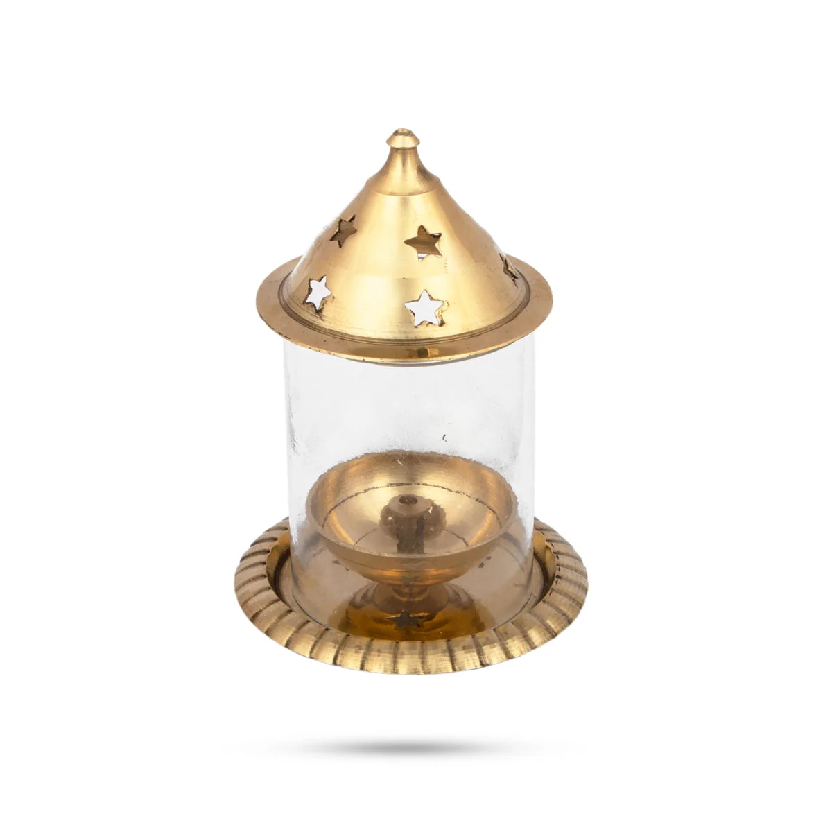 Udupi Lamp With Glass - 5 x 3 Inches | Brass Lamp/ Brass Deepam/ Brass Vilakku for Pooja - Image 2