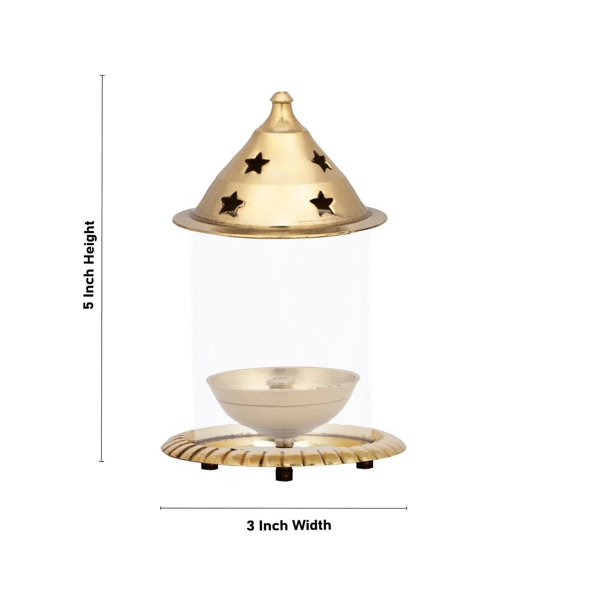 Udupi Lamp With Glass - 5 x 3 Inches | Brass Lamp/ Brass Deepam/ Brass Vilakku for Pooja - Image 4